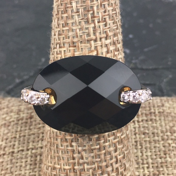 Heng Ngai HN Faceted Onyx Vermeil Ring 8 - Picture 1 of 11